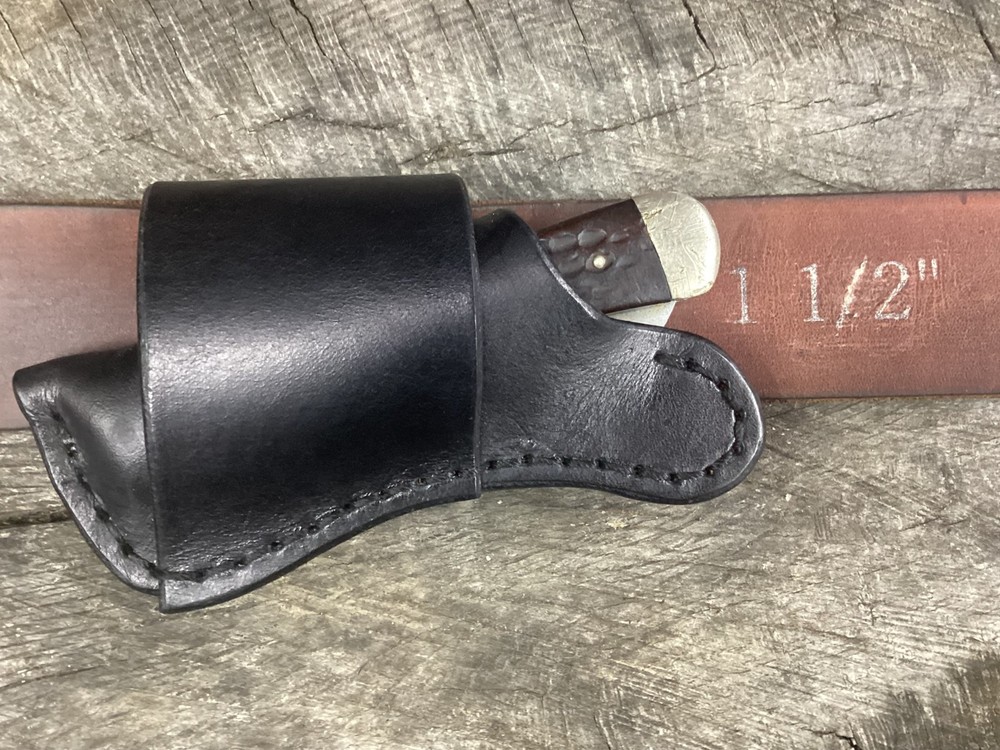 Leather Folding Knife Sheath Horizontal Trapper Size(Sheath Only)