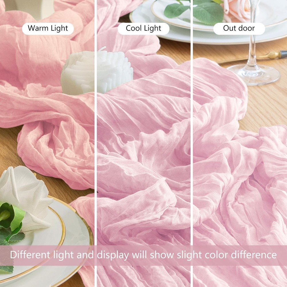 12Pack Pink Cheesecloth Table Runner 10FT Boho Gauze Spring Easter Cheese Clo...