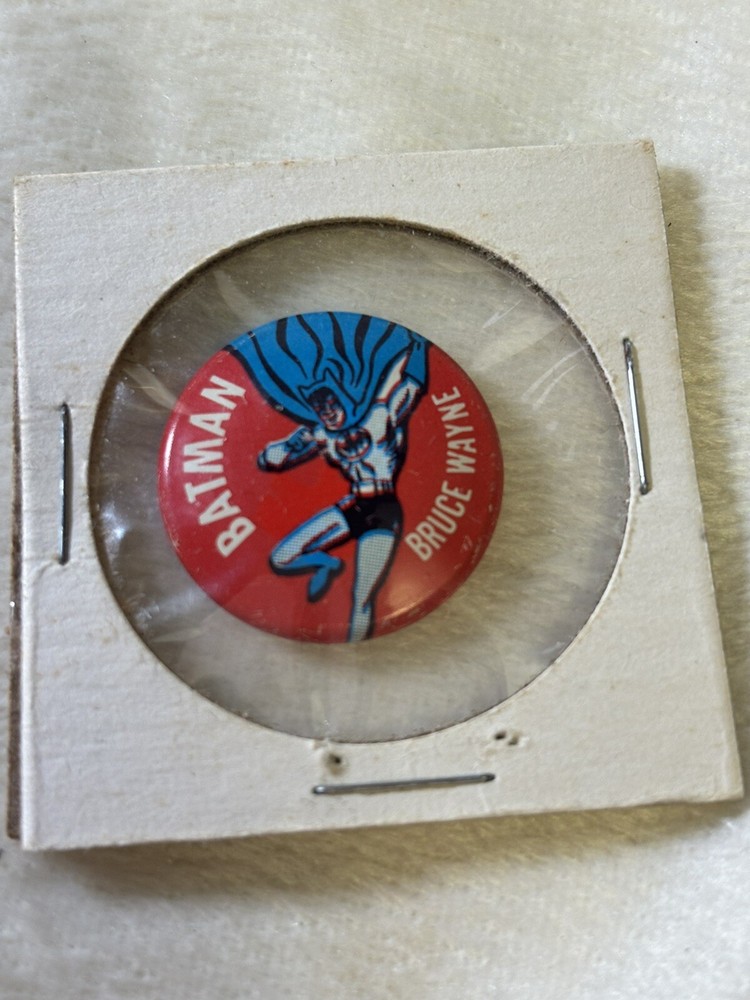 1966 Vtg N.P.P Batman Bruce Wayne Red Blue DC Comic Pinback Button Pin