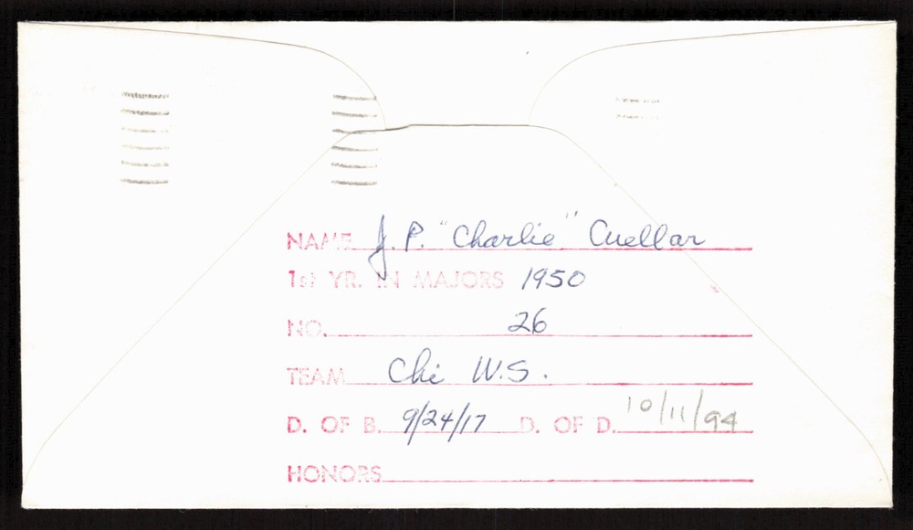 Charlie Cuellar Signed Envelope Baseball Stamp Cachet Chicago White Sox Auto