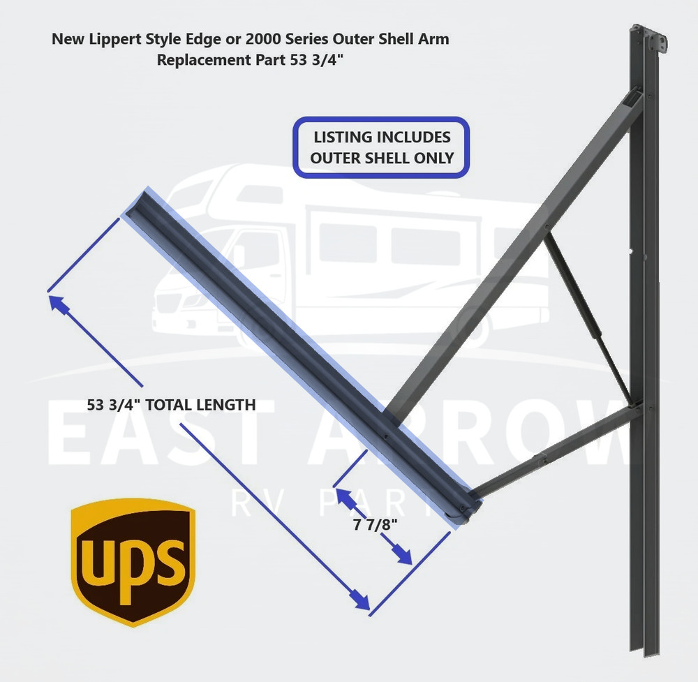 New Lippert Style Edge or 2000 Series Outer Shell Arm Replacement Part 53 3/4"