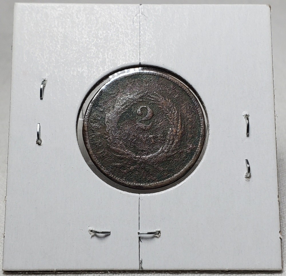 1864 2 Cent Piece. Error Inverted/Rotated Reverse. Medallion Reverse - Rough