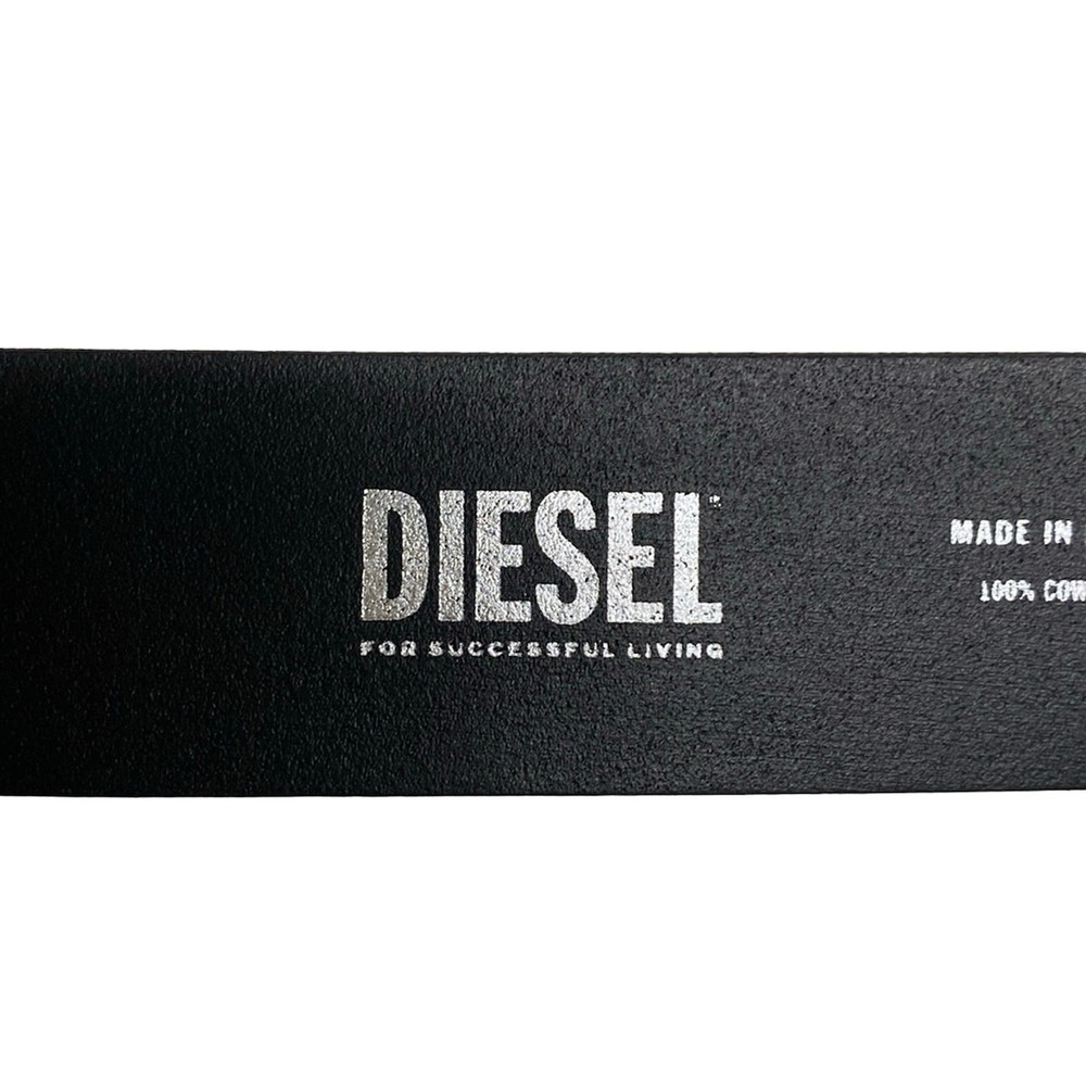 DIESEL Black Silver Leather Hardware Belt