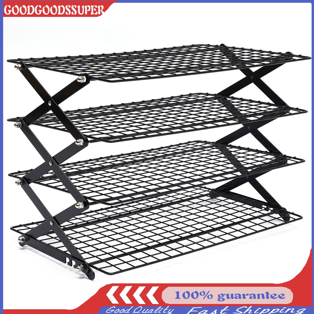 4-Tier Collapsible Cooling Rack Adjustable 3 Setting Design Stackable Cooling US