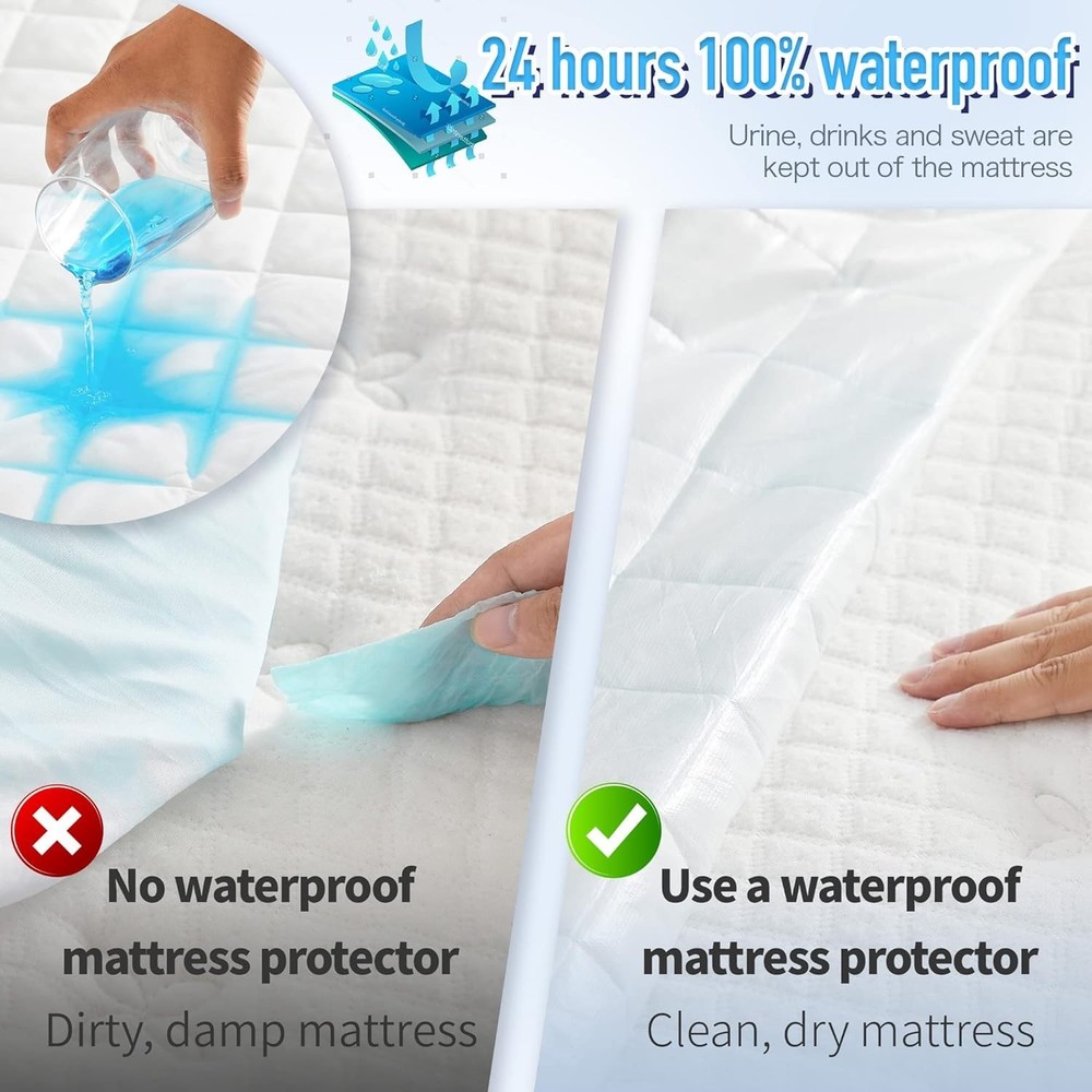 Full Size Quilted Waterproof Mattress Protector with 21" Deep Pocket