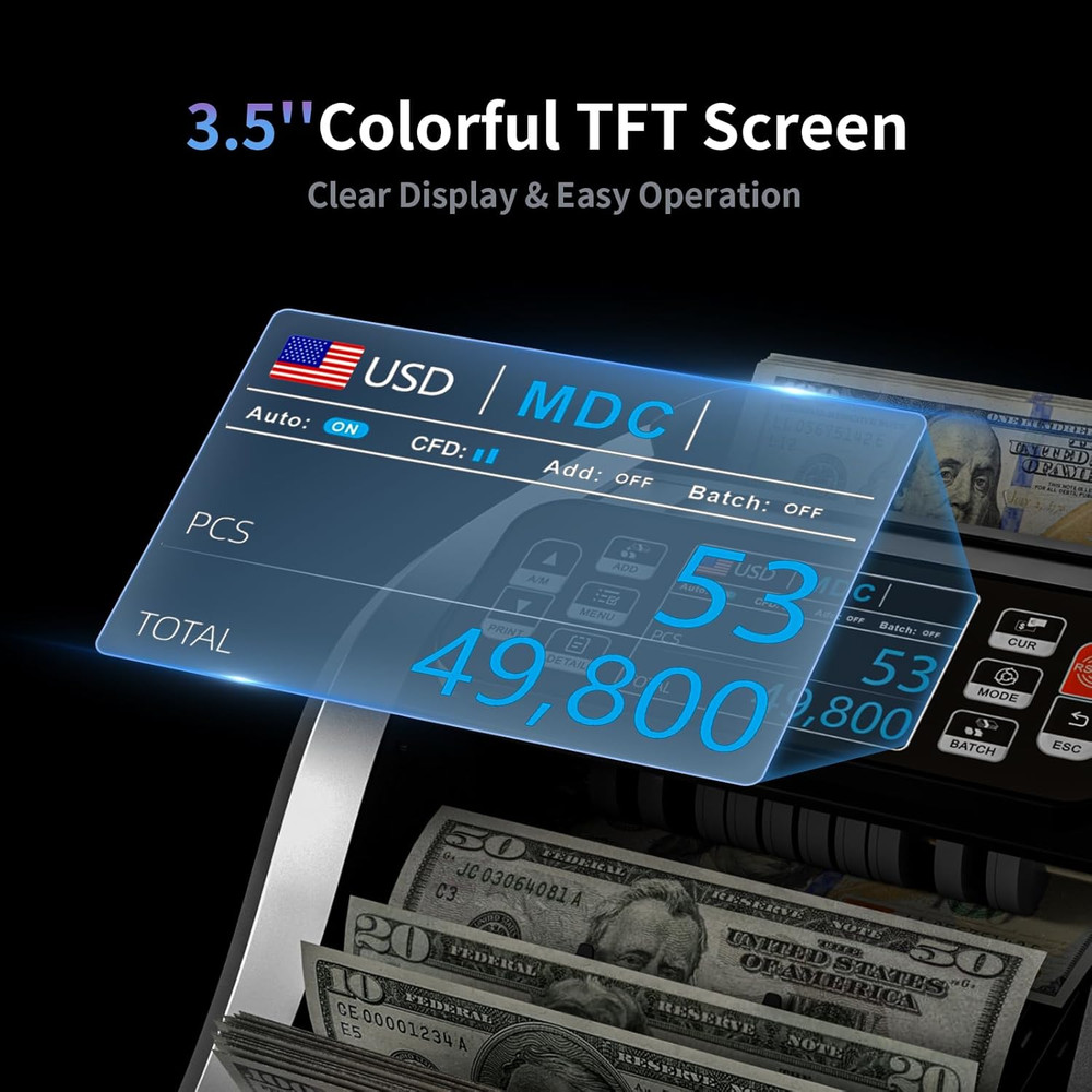 Mixed Denomination Money Counter with Dual Display & Counterfeit Detection