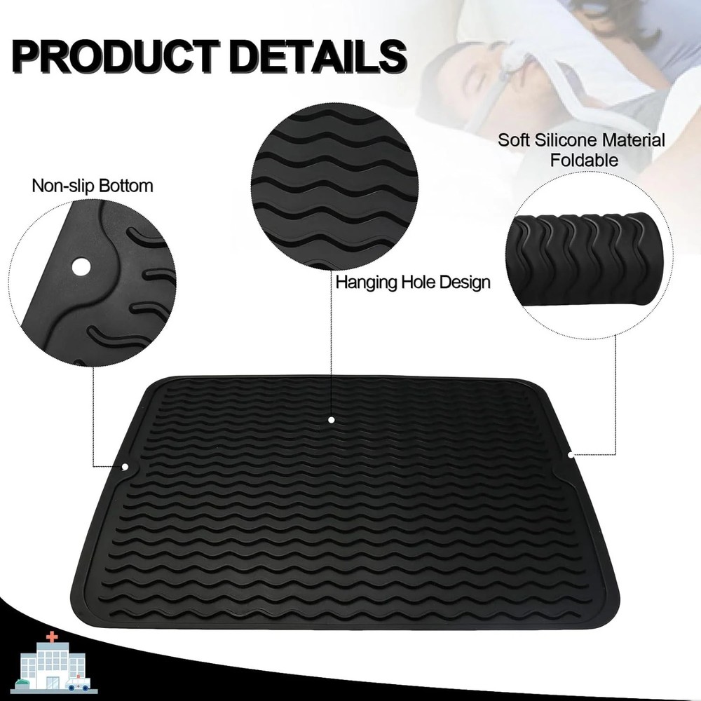 CPAP Silicone Protector Mat, Waterproof Mat,Shock Absorption Nightstand Protecto
