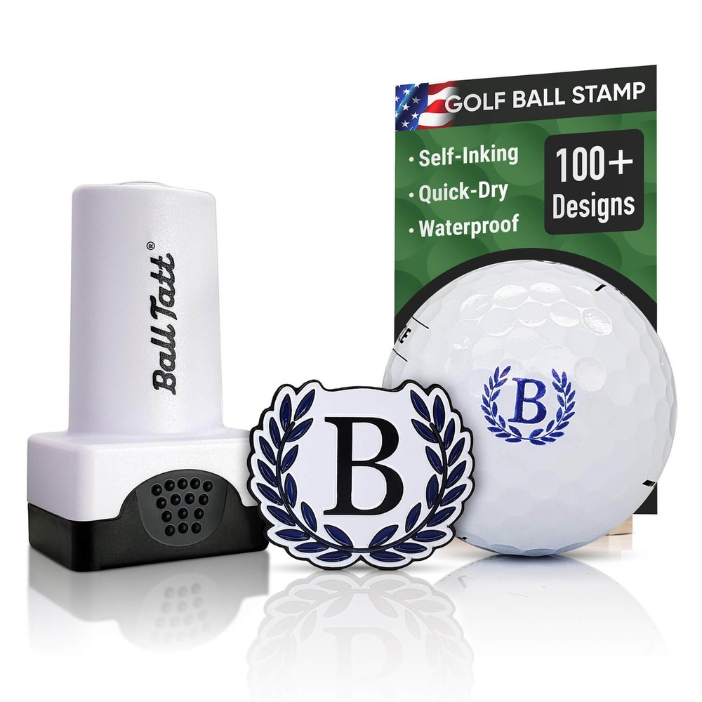 Ball Tatt - B Monogram Golf Ball Stamp Self-Inking with Monogram Ball Marker