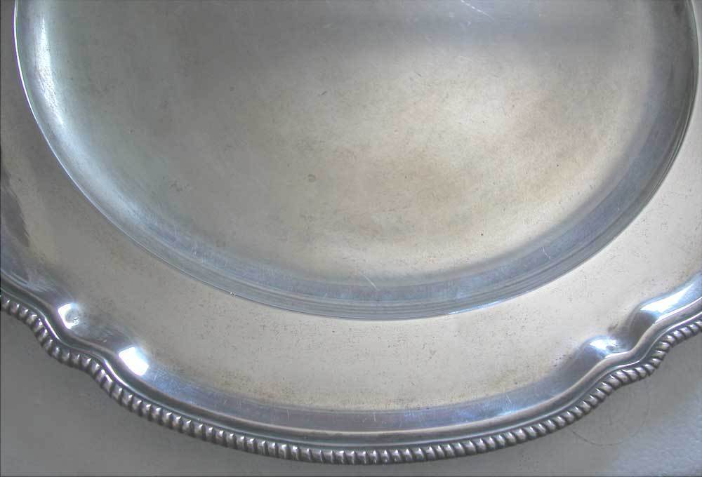 AUSTRO HUNGARIAN ANTIQUE FINE SOLID SILVER ROUND CURVED PLATTER OR TRAY