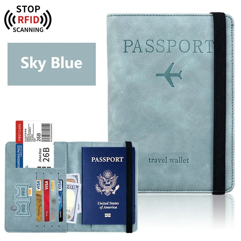 Leather Passport Holder Wallet Blocking Cover Protector For Vaccination Card
