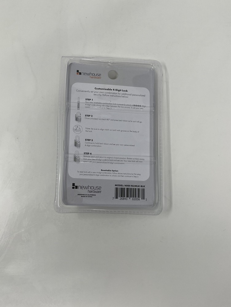 Newhouse Hardware Improved 4-Digit Combination Lock, Black