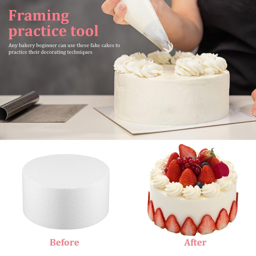7.8 Inch Round Foam Cake Model Dummy Decorating Practice Wedding Display