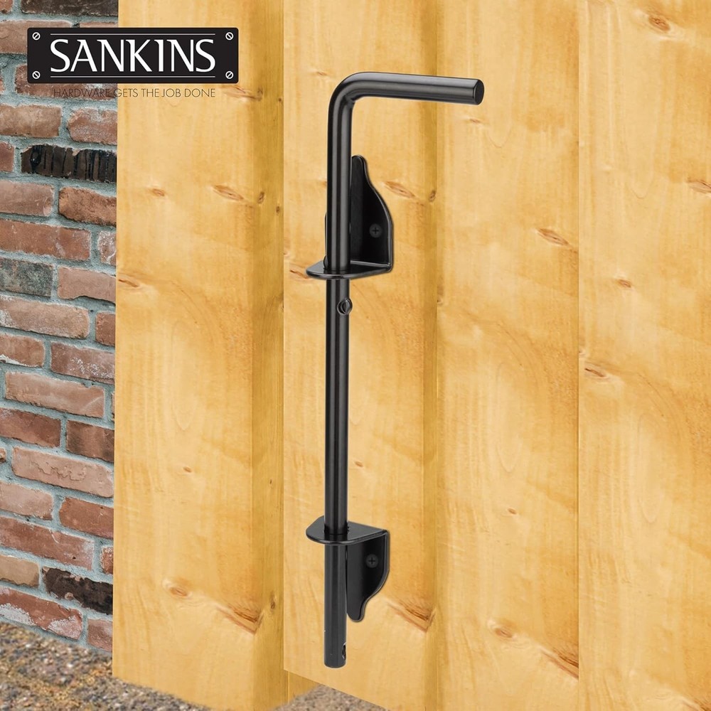 12" Cane Bolt Drop Rod Heavy Duty Gate Hardware Black Solid Steel Gate Ground...