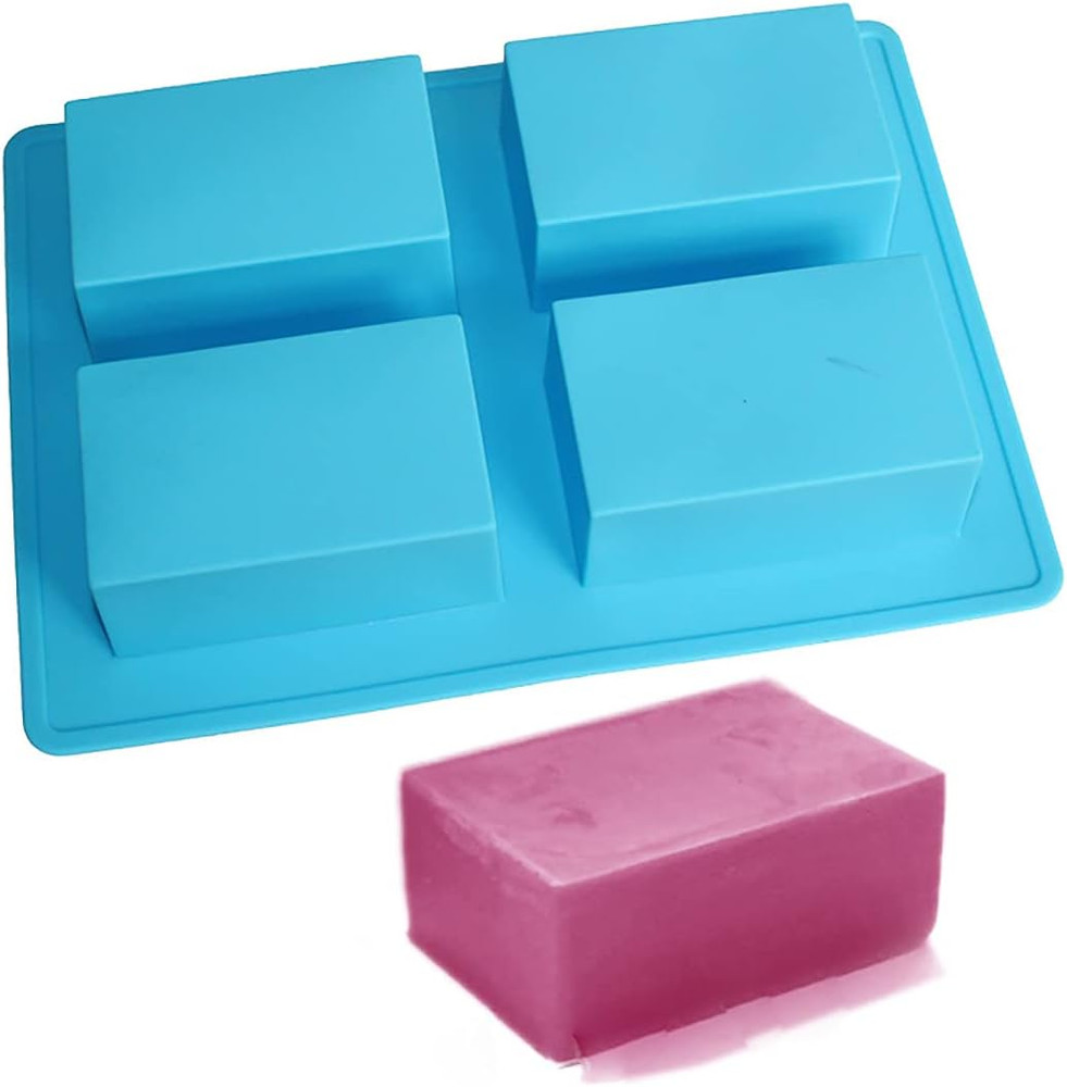 Plain Basic Rectangle Thick Bar Soap Mold Half-Handsize Silicone Mould for Bath