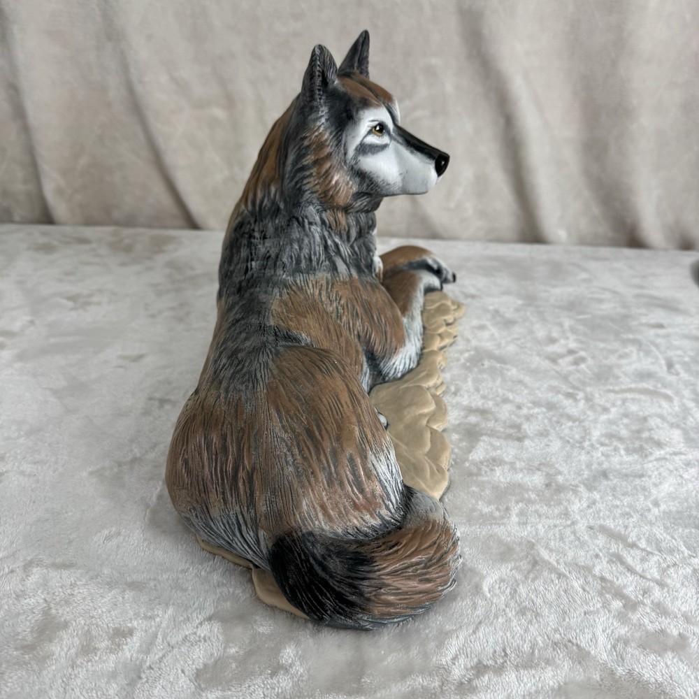 Hand-Painted Ceramic Mold Wolf Laying Down
