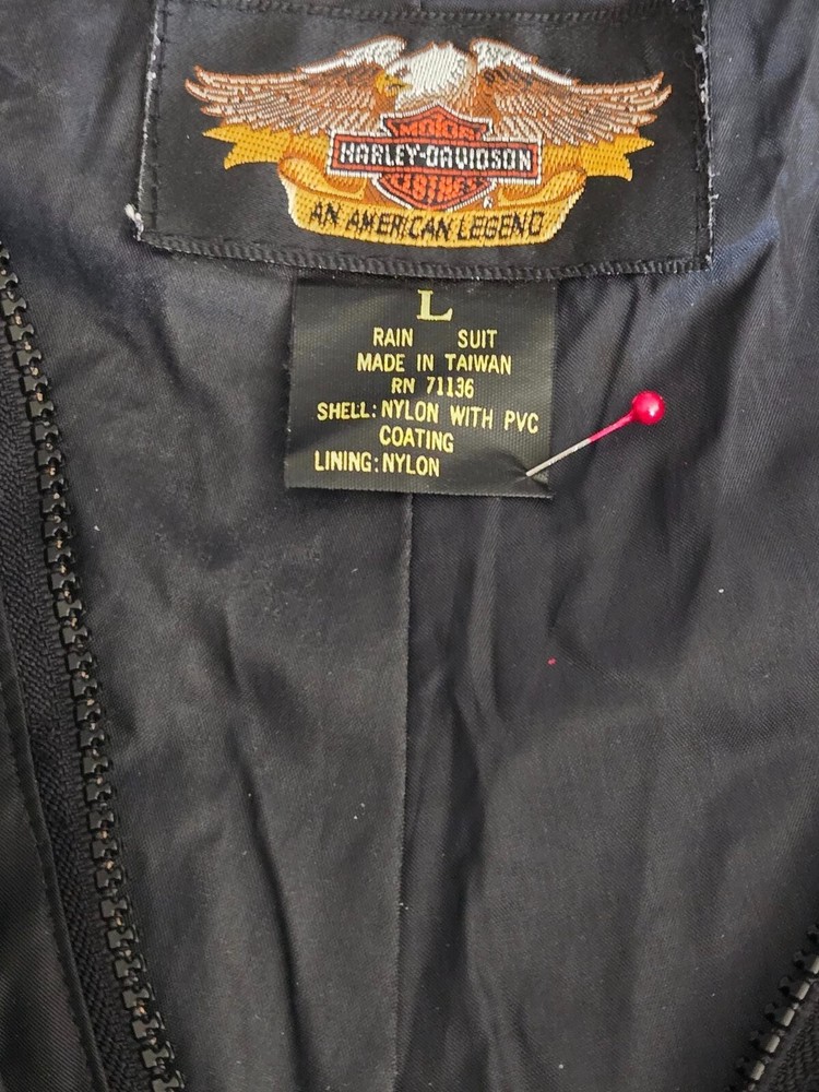 Size Large 2pc Harley Davidson Black Rain Suit