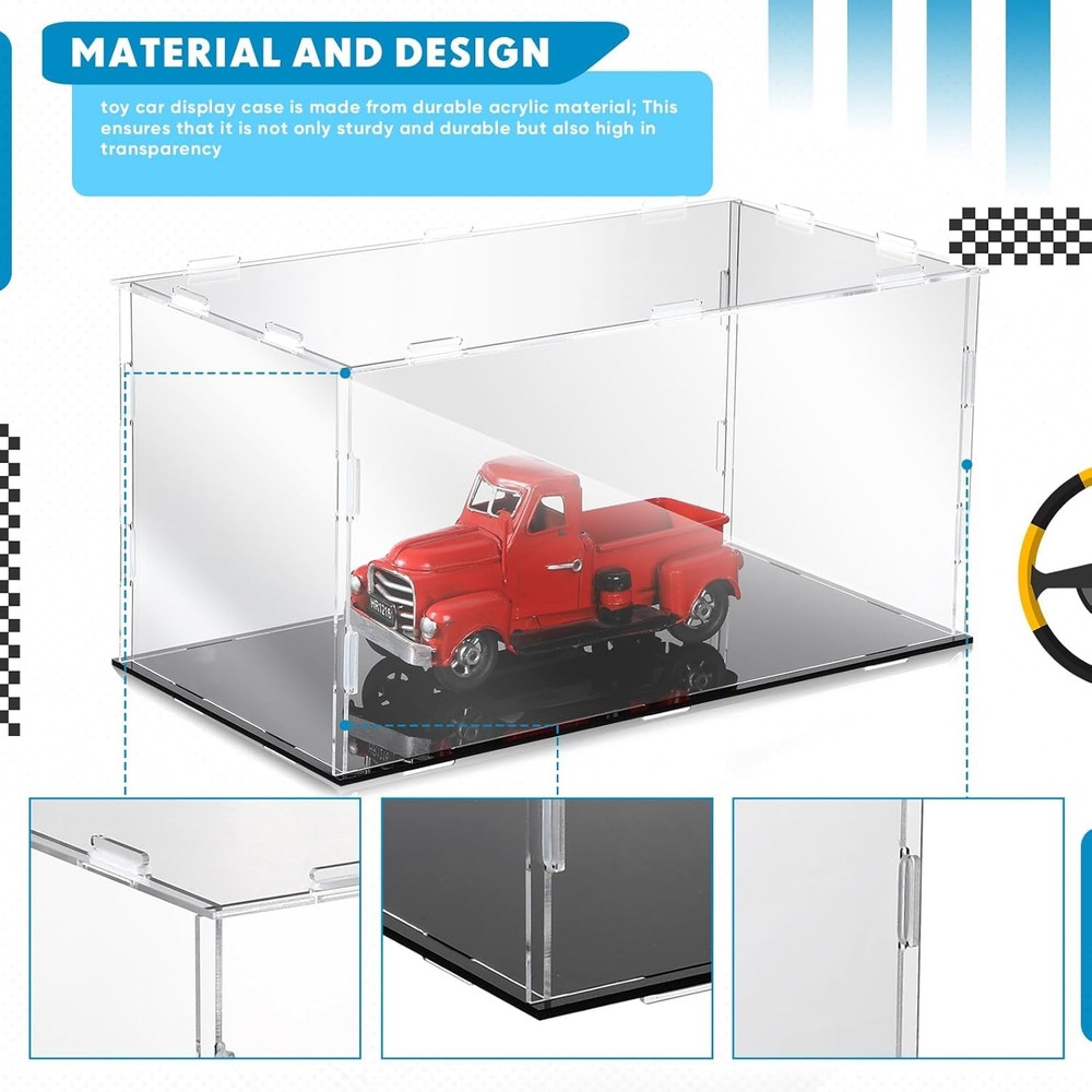 Acrylic Display Case 1: 18 Model Car Display Case with Black Base Clear Storage