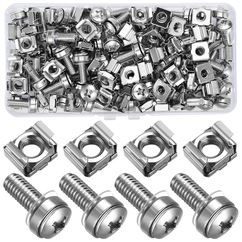 110 Pcs/55 Set Rack Mount Screws and Cage Nuts for One Size, Silver