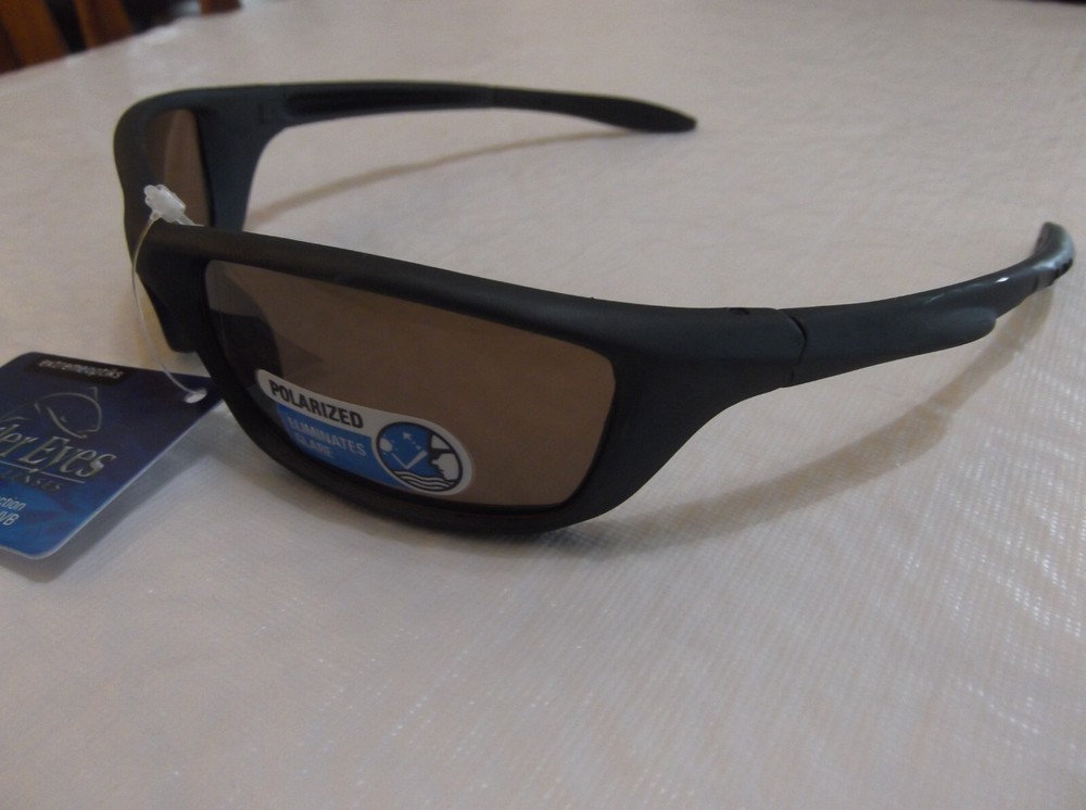   ANGLER EYES Polarized Black Extend Wrap Mens Sunglasses 