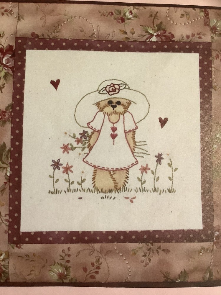 “Daisy Bear” By Stitchery Designs 28cm x 28cm Preprinted Panel & Instructions