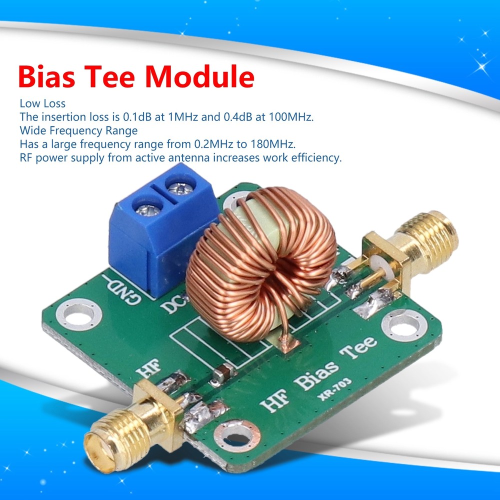 Bias Tee Module RF Microwave DC Blocker Filter Board Component Tool 0.2-180MHz