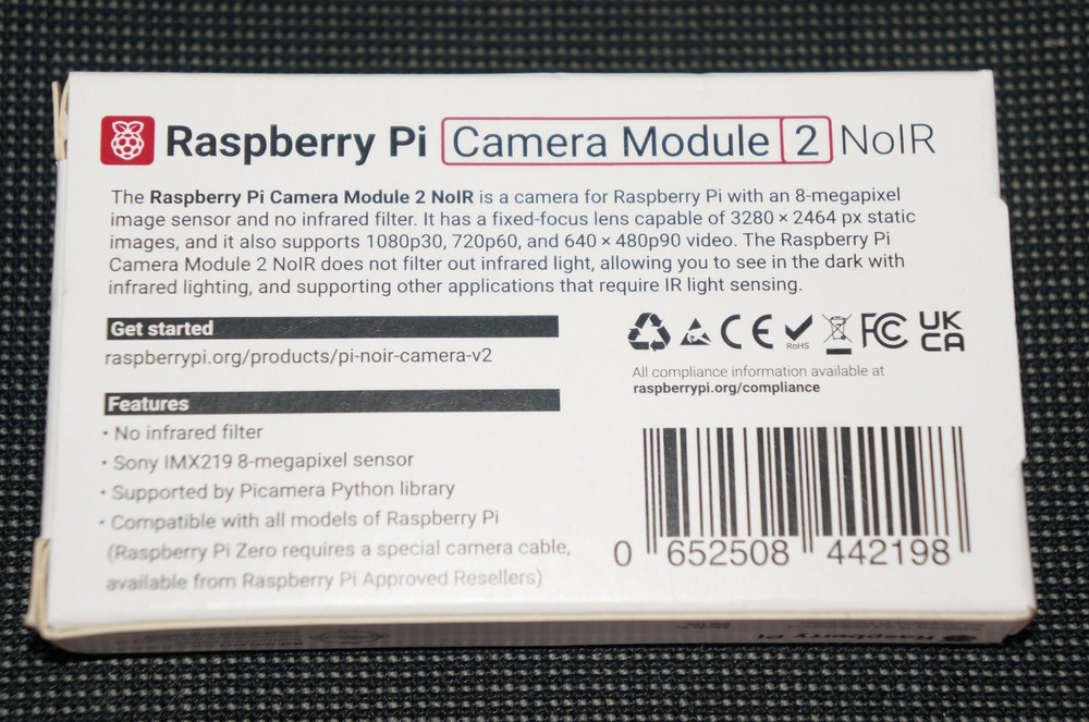 Raspberry Pi Camera Module 2 NoIR RPI-NoIR-Cam-V2