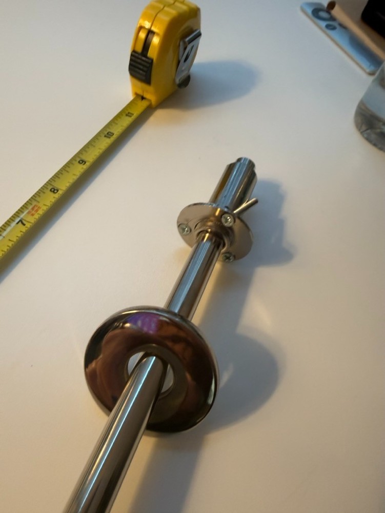 Rajack Retractable Pullout Garment Rod, 8" Inc, Polished Nickel disk tip
