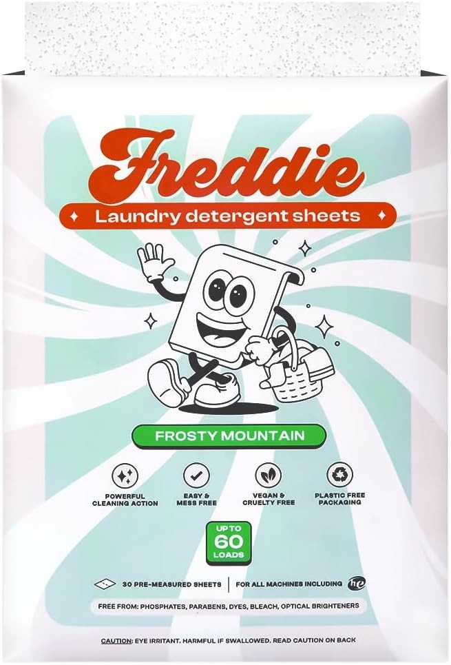 Freddie Laundry Detergent Sheets - Recyclable Packaging 1 Count (Pack of 60)