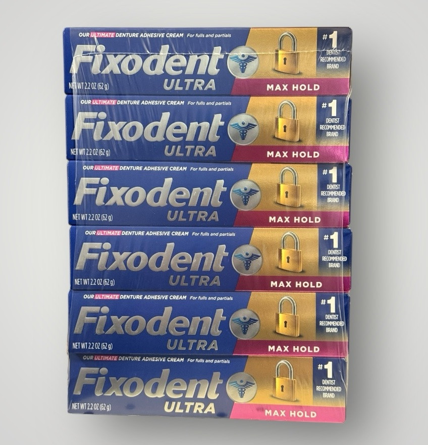 Fixodent ULTRA Max Hold Denture CREAM 2.2oz ( 6 Pack )
