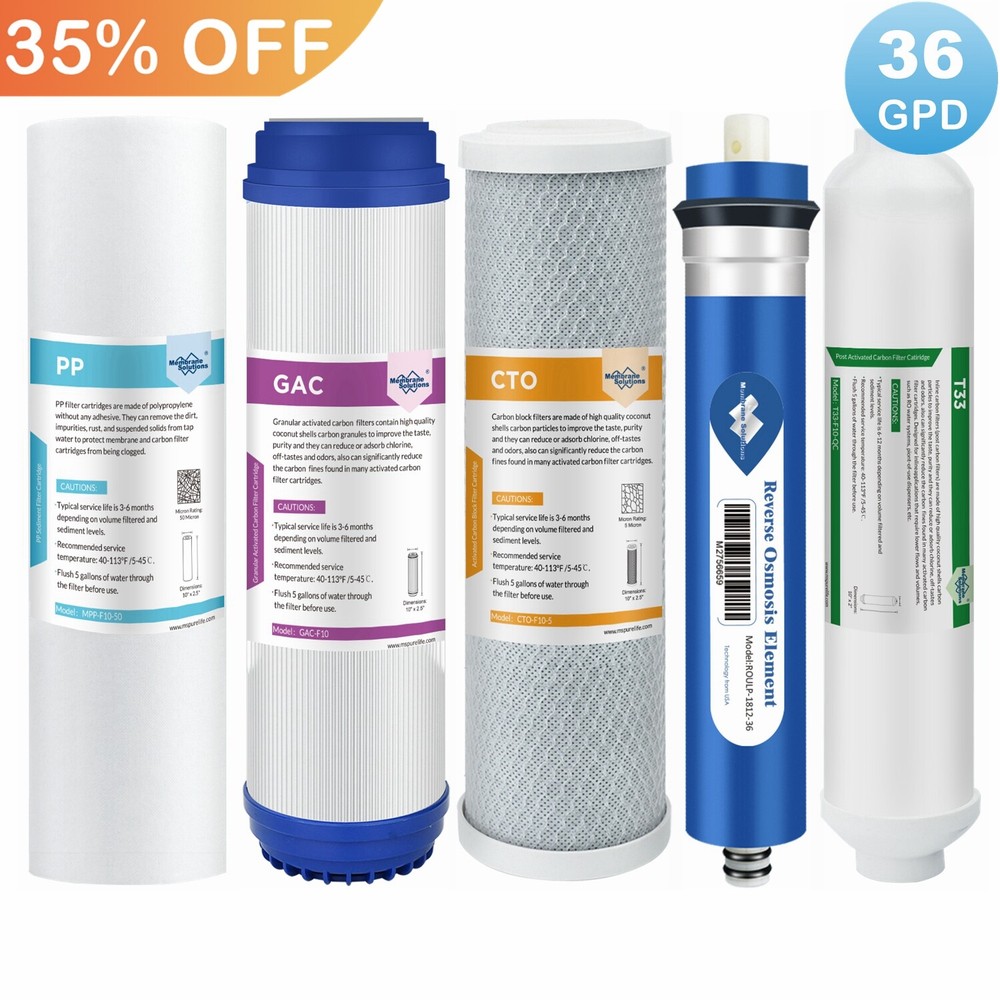 5 Stage Reverse Osmosis System Water Filter RO Membrane Replacement Set 5-Pack