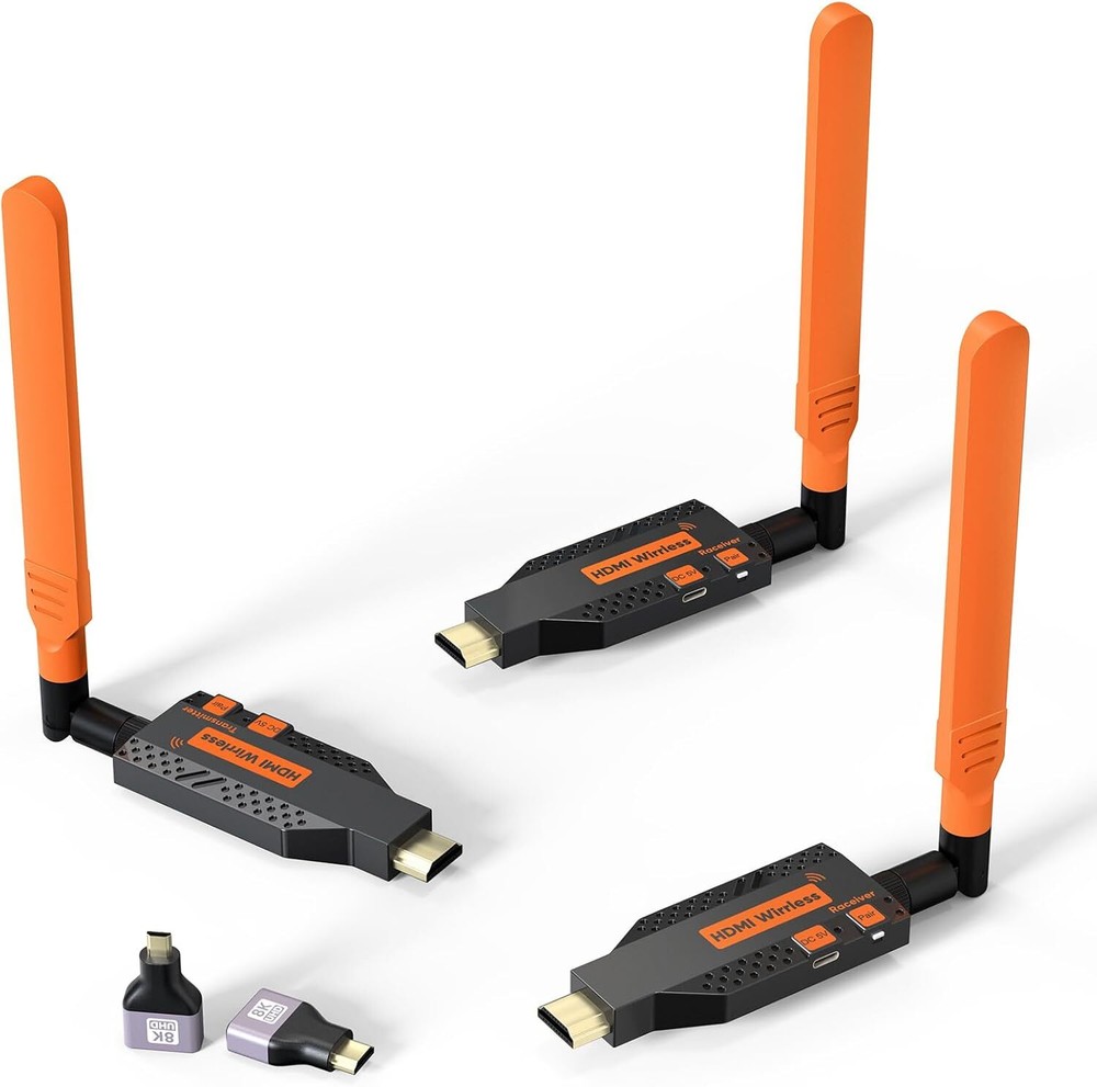 Wireless HDMI Transmitter and 2x Receiver Kits 350ft Fr Streaming Video/Audio/PC