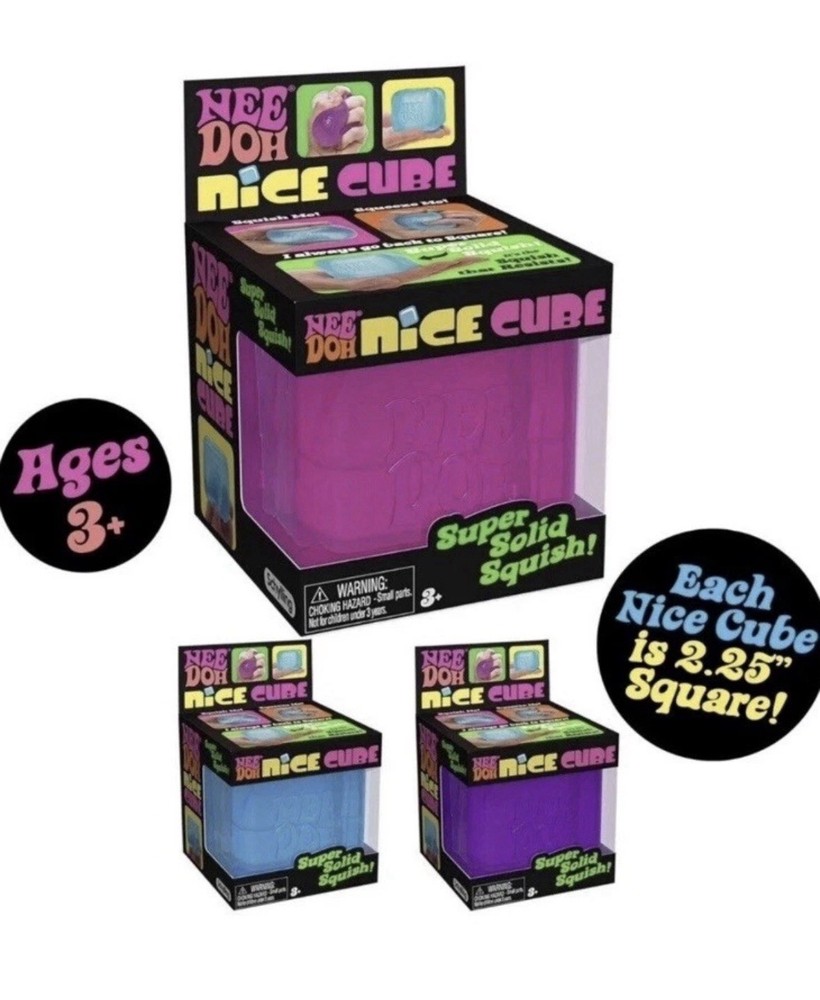 VIRAL * Schylling Nee Doh Nice Cube Super Solid Squish Toy BLUE New