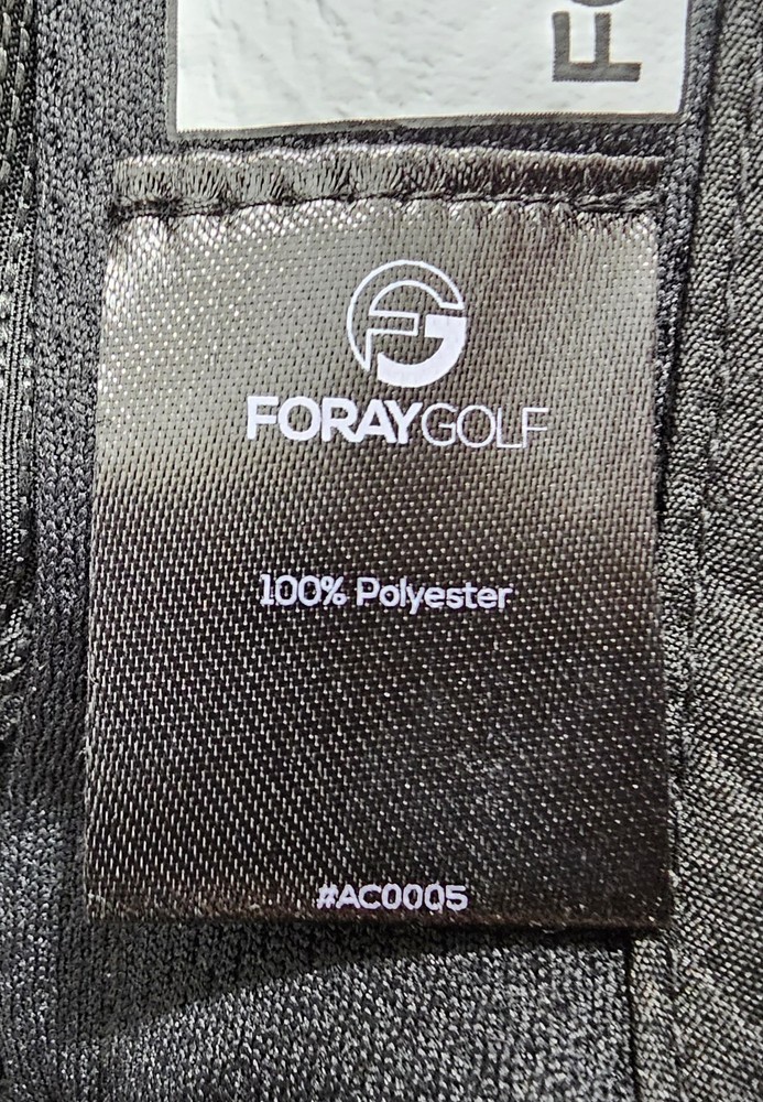 Foray Foldable Black Golf Hat Rubberized Logo Hook & Loop Adjustable Strap