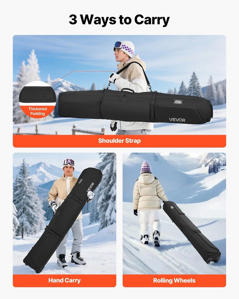 Premium Ski Roller 74.8in, 600D Structural Oxford, Anti-Crush Padding