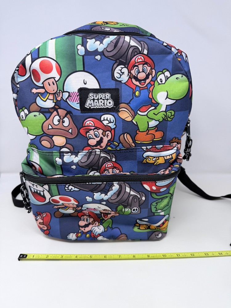 Nintendo Super Mario Kids School Backpack W/ Adjustable Straps- Multi Colored