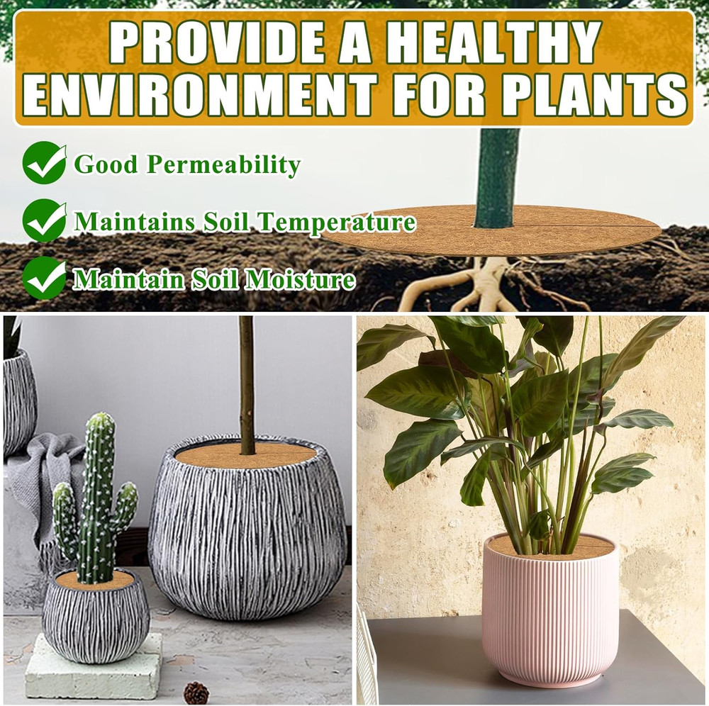 3 Pcs Coconut Fibers Mulch Ring Tree Protector Mat, 24 Inch Coco Coir Tree...