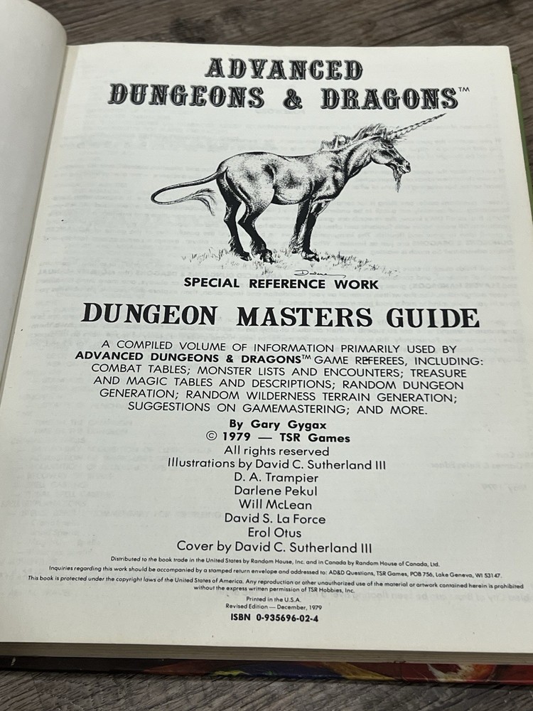 Advanced D&D TSR 1979 Dungeon Masters Guide 1st Revised Edition #2011 Dragons #2