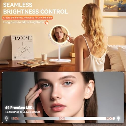 Makeup Mirror with Lights, Double Sided 30X/1X Magnifying Mirror with Light,