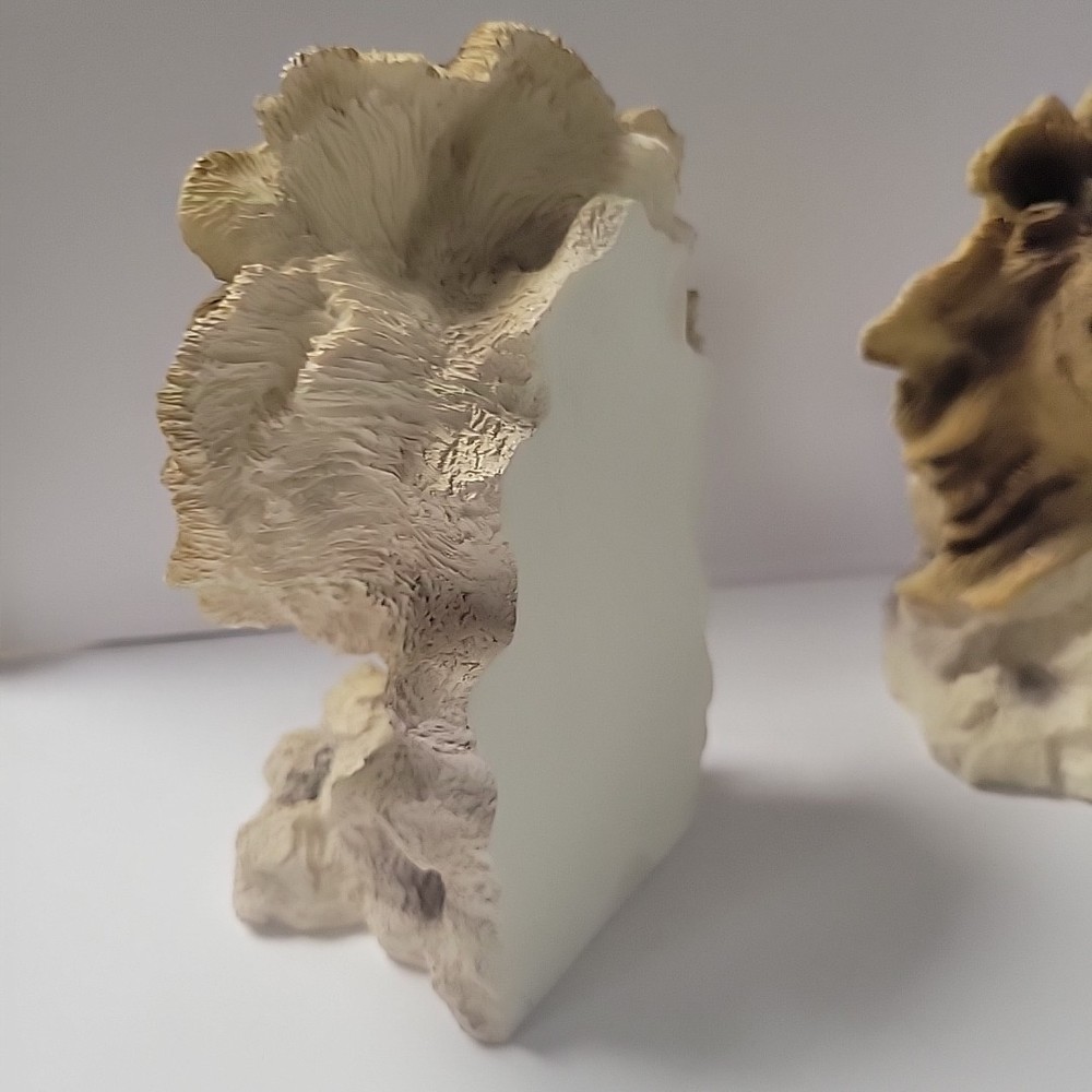 Clay Ceramic Lion Head Book Ends - 6.25" Tall