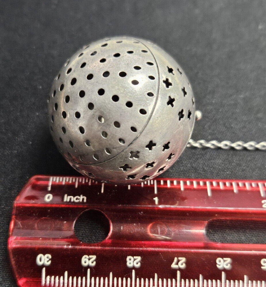 Sterling Tea Infuser Strainer Pierced seashell holder WATROUS