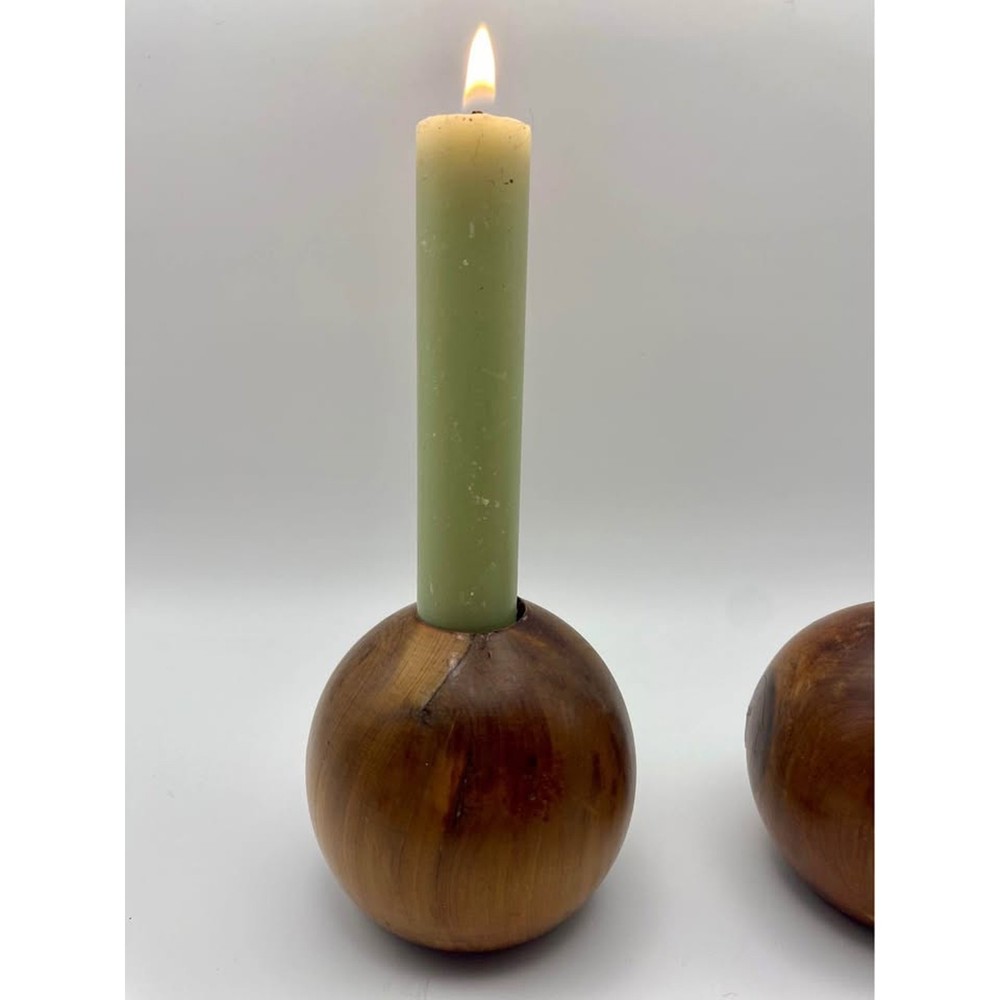 Solid Wood Ball Candle Holders