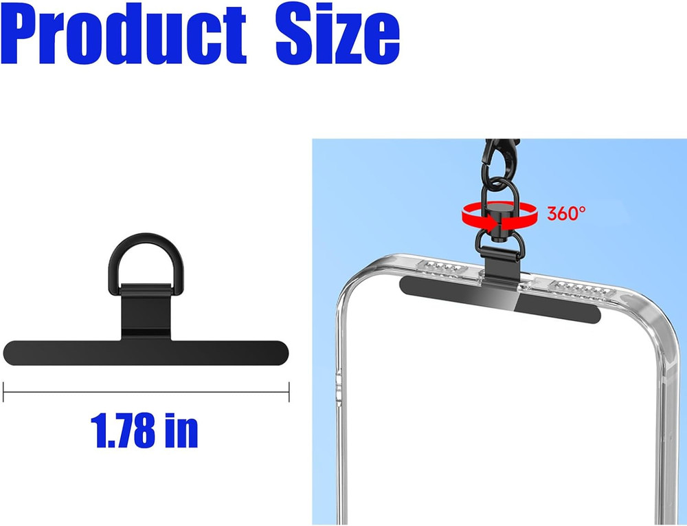 4 Pcs Cell Phone Tether Tab Phone Lanyard Tab 360° Rotatable Metal Phone Tether