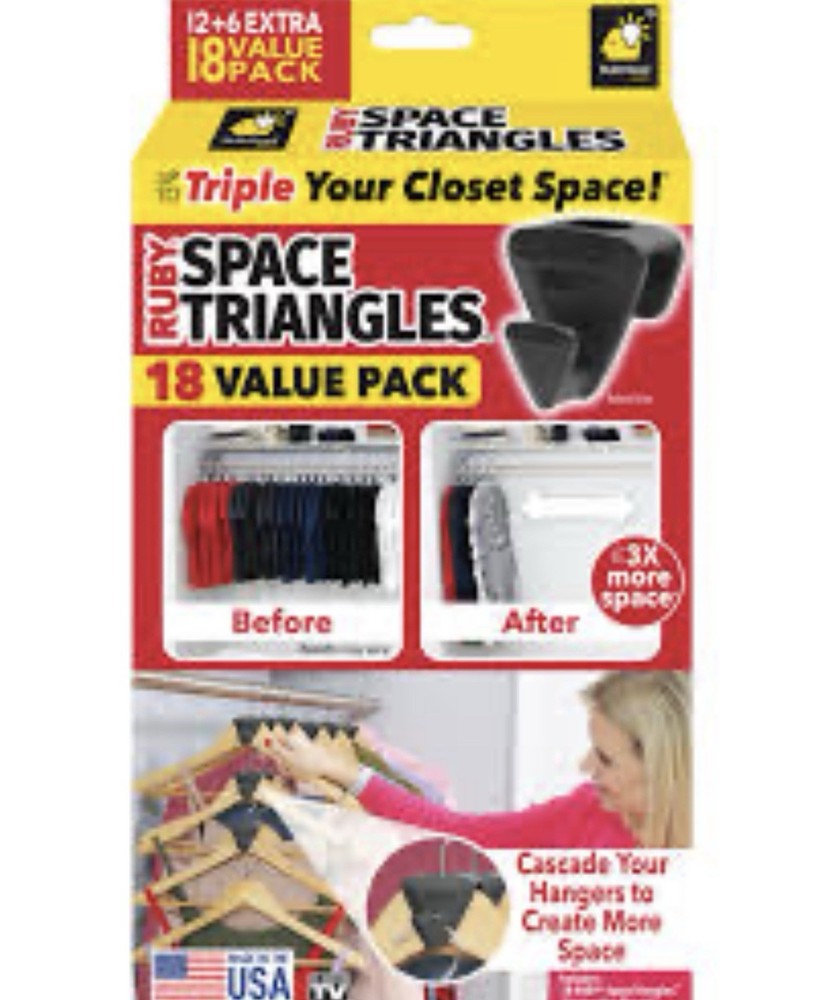 Ruby Space Triangles 18 Value Pack Closet Hanger Organizer As Seen On TV
