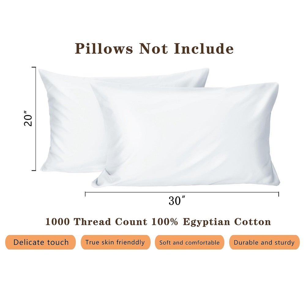 1000 Thread Count 100% Egyptian Cotton Pillowcases for Sleeping,Satin Pattern...