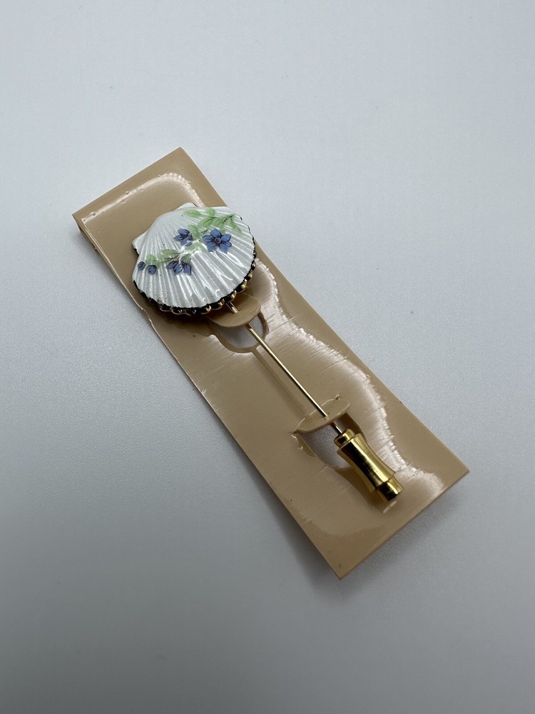 NWT Gold Tone Flower Shell Stick Pin 5.8cm BB2