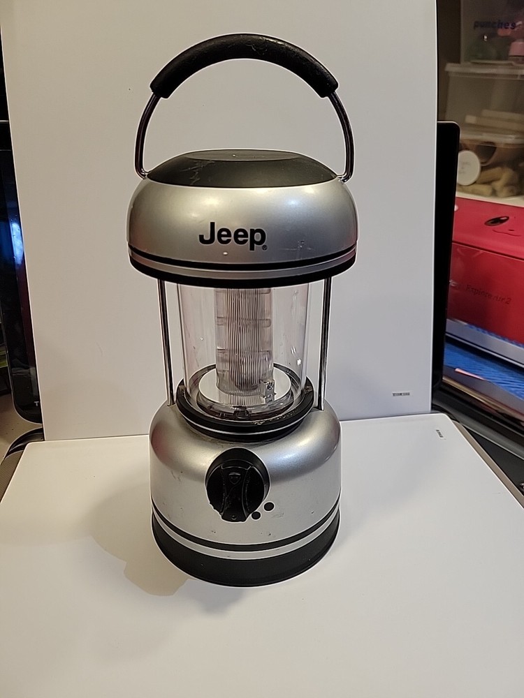 Jeep Battery Operated LED Silver Lantern Camping Light