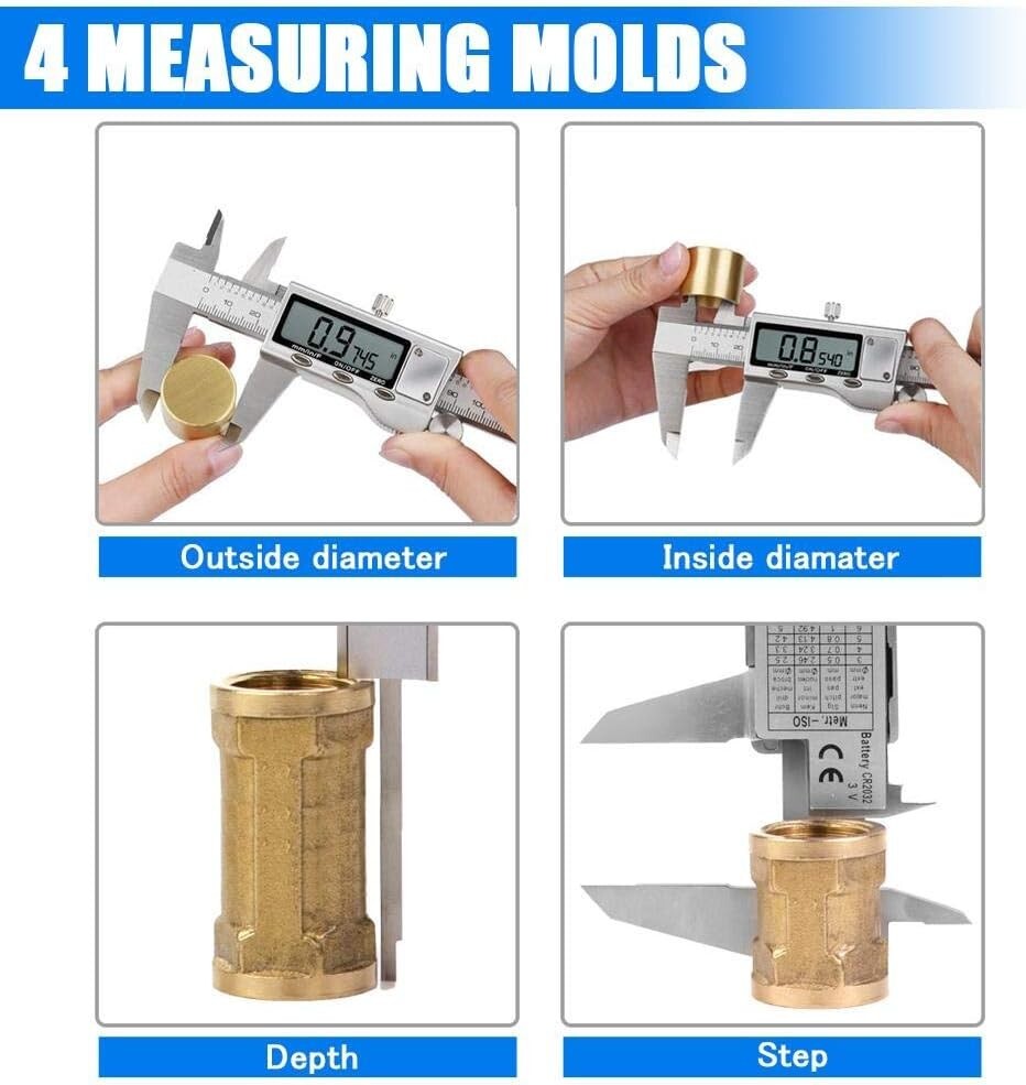 Digital Caliper Measuring Tool, Stainless Steel Vernier Caliper Digital Micro...