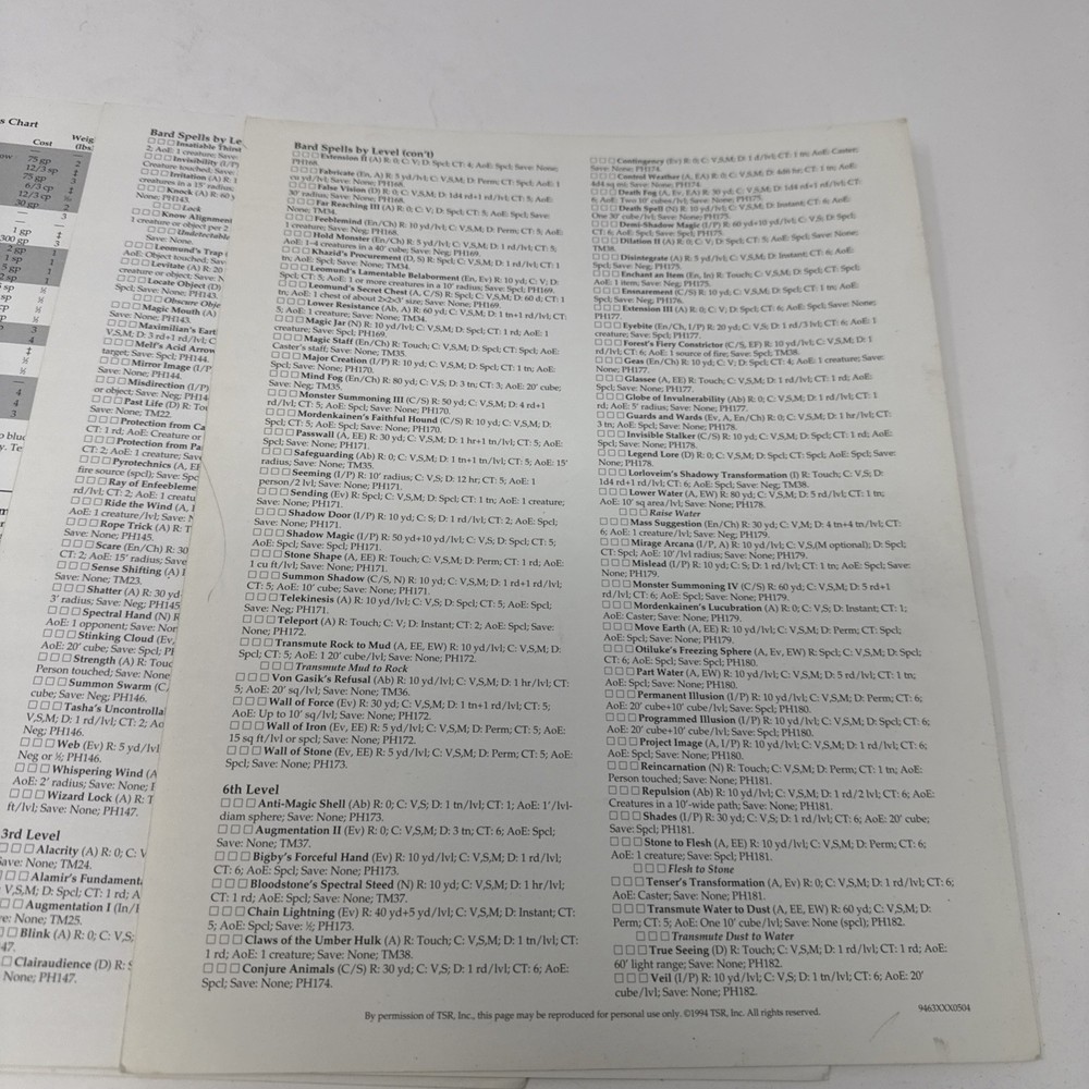 Advanced Dungeons & Dragons 2nd Edition, 9463 ~ Thief's Screen