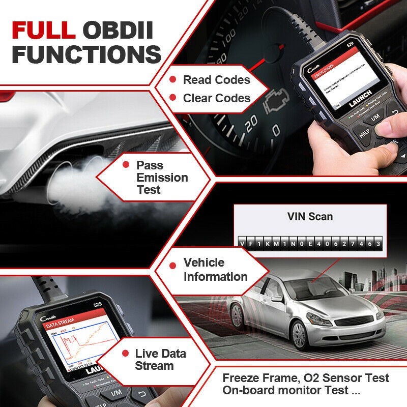 LAUNCH CR529 OBD2 Scanner OBD Code Reader Car Check Engine Fault Diagnostic Tool