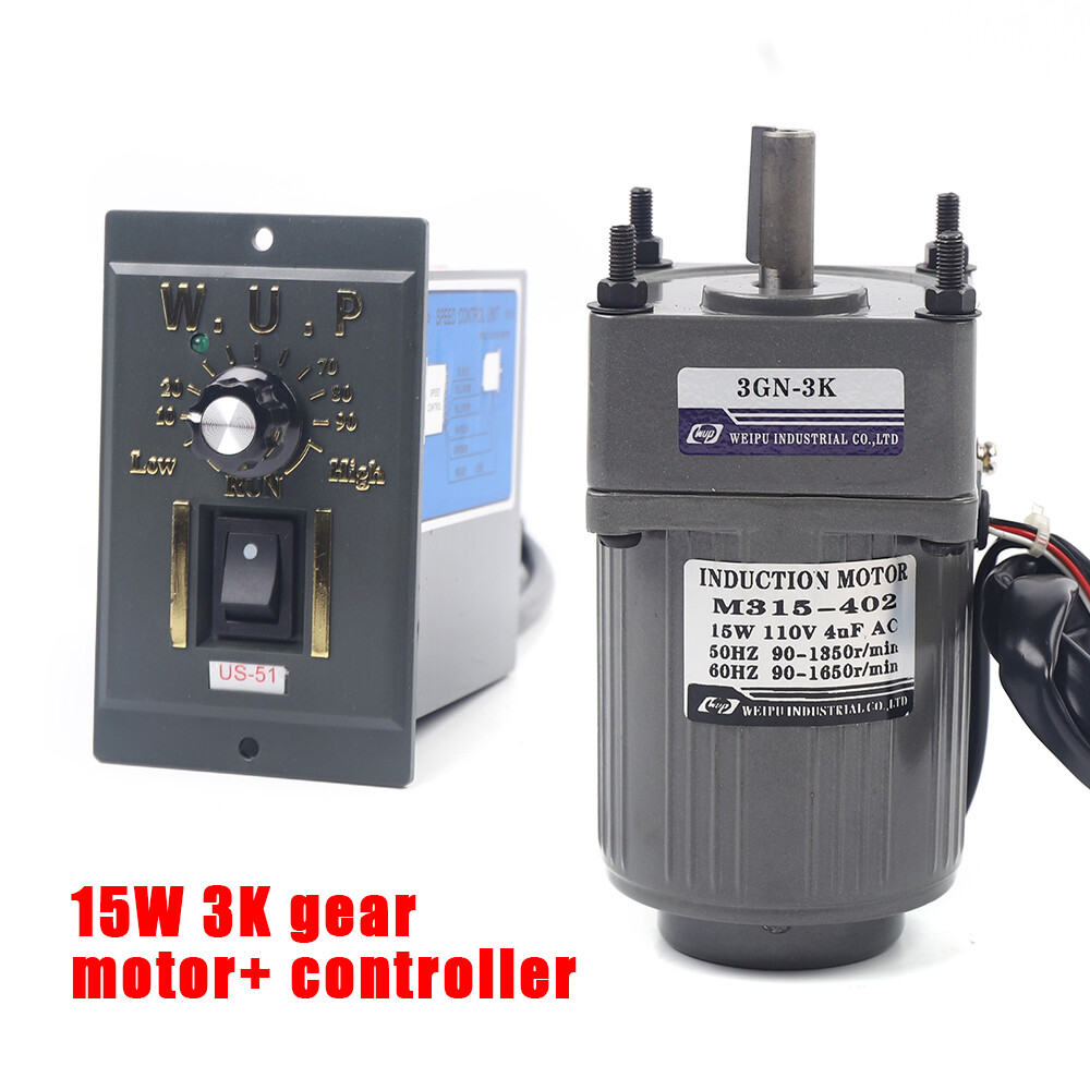 110V AC 450RPM Gear Motor Electric Motor Variable Reducer Speed Controller 1:3